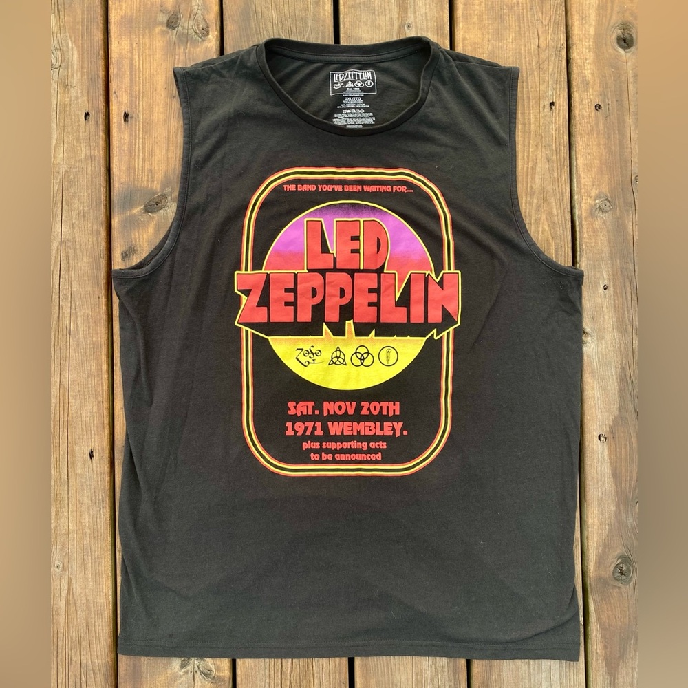 Led Zeppelin Black Graphic Tank Top Shirt Wembley Sat Nov 20 1971 Rock Band 2XL